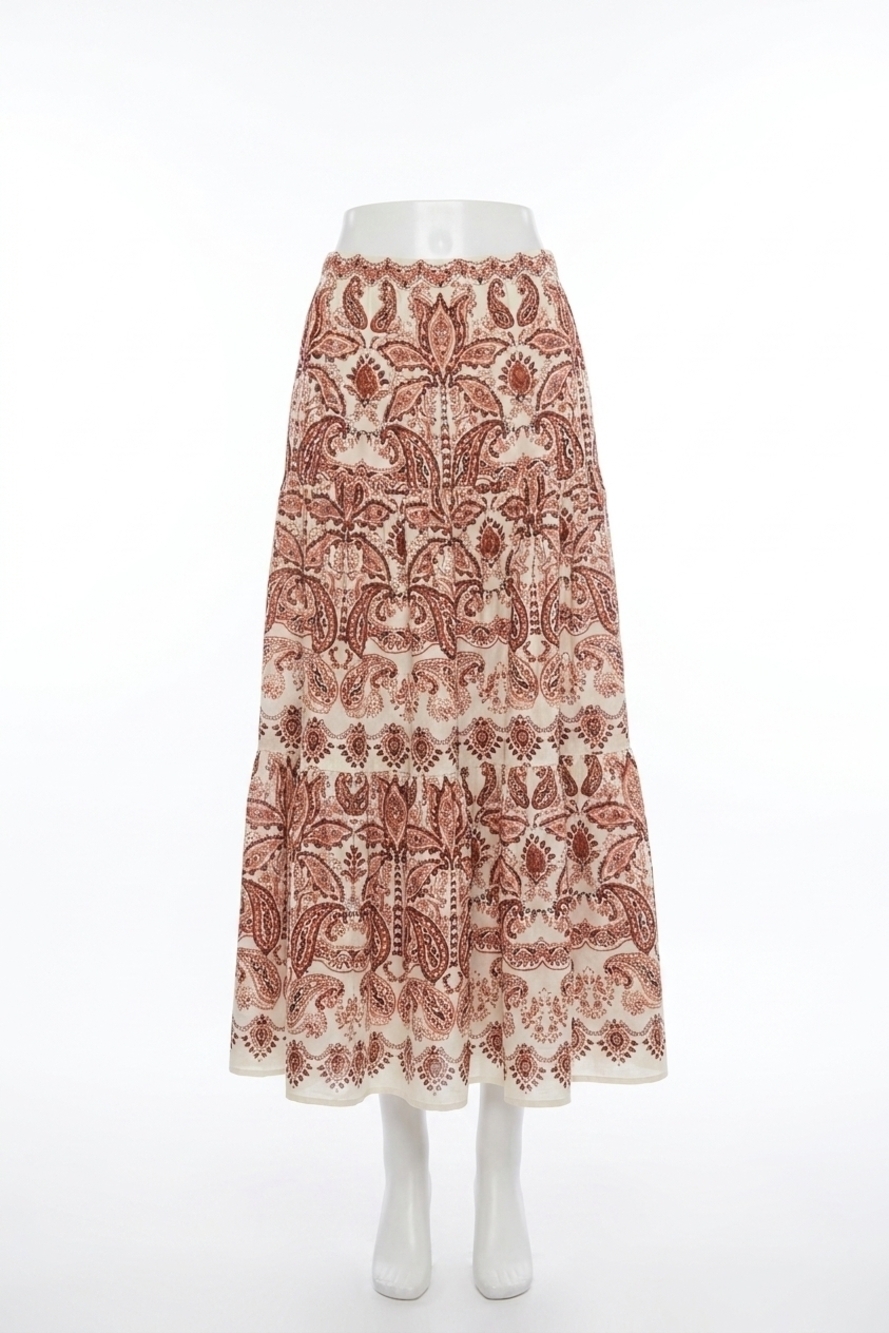 NEW CARA CARA melanie skirt in palm paisley ivory